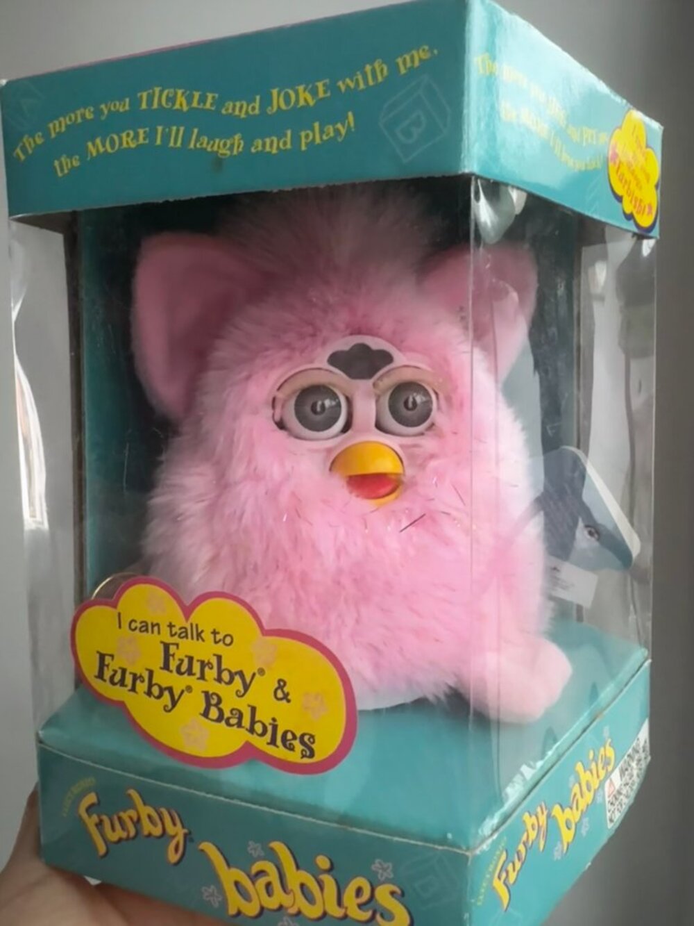 Vintage 1999 Pink Crystal Sparkle Furby Baby Ultra Rare w. Hazel Eyes